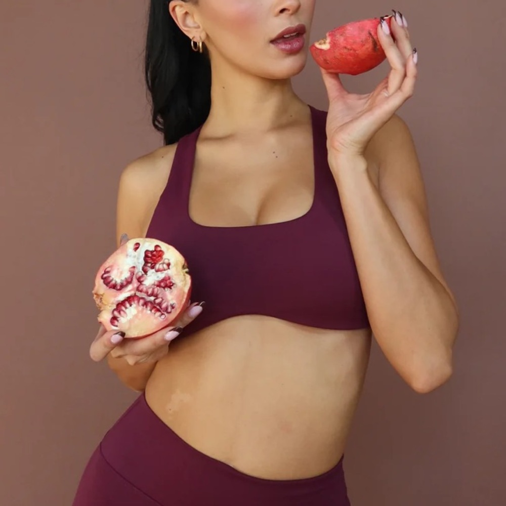 Milkstain apparel by Bella pomegranate racerback bra in size XS